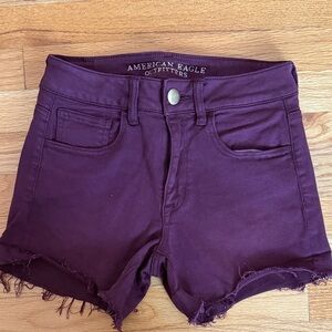 American Eagle Outfitters Women's Burgundy Jean Shorts